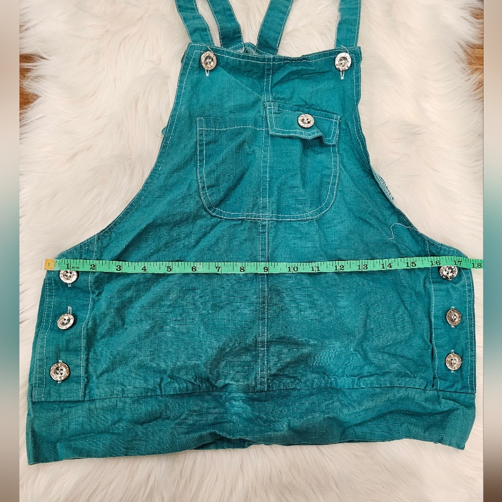 Vintage Teal Denim Overall Style Top - Picture 3 of 5